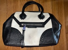 Bolsa de mão Aimee Kestenberg couro pebbled preto e creme alça laminada rara excelente estado usado, usado comprar usado  Enviando para Brazil