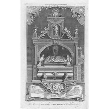 Monumento aos Reis Henrique II e Ricardo I na Fonte Evraud em Anjou - Estampa antiga 1786, usado comprar usado  Enviando para Brazil