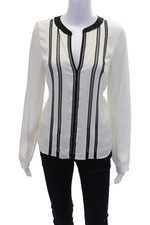 Blusa Veronica Barba Feminina Manga Longa Decote V Escada Renda Seda Branca Preta Tamanho 4, usado comprar usado  Enviando para Brazil