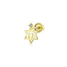 Brinco minúsculo judaico CZ 14K ouro Chai Life estrela de David cartilagem 1 peça comprar usado  Enviando para Brazil