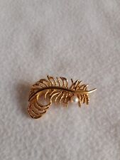 Brosche blatt goldfarben gebraucht kaufen  Dortmund