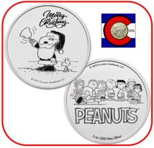Usado, Peanuts ® Snoopy & Woodstock Christmas 1 Oz Prata Redonda Em Cápsula de ajuste direto comprar usado  Enviando para Brazil