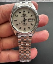 Vintage Orient TriStar 5CYW Relógio Masculino Automático Cinza/Mostrador Esbranquiçado Dia/Data, usado comprar usado  Enviando para Brazil