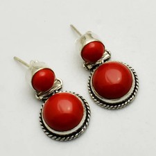 Brincos feitos à mão de pedra preciosa coral joia presente para casamento 0" AE-85590, usado comprar usado Brincos feitos à mão de pedra preciosa coral joia presente para casamento 0" AE-85590, usado comprar usado  Enviando para Brazil