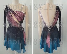 Vestido de patinaje artístico de competición niñas patinaje sobre hielo personalizado teñido negro segunda mano  Embacar hacia Mexico