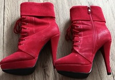 stiefeletten rot leder gebraucht kaufen  Ganderkesee