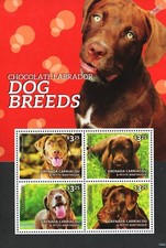 DOGS OF THE WORLD / Chocolate Labrador Dog MNH 4v-Stamp Sheet #77 (2014 Granada), usado comprar usado  Enviando para Brazil