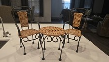 Sillas y mesa de alambre de mimbre y ratán decoración de muebles para casa de muñecas segunda mano  Embacar hacia Mexico