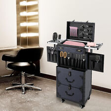 Professional Makeup Case Rolling Cosmetology Case Metal Beauty Travel Luggage comprar usado  Enviando para Brazil
