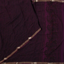 Sari Vintage Deep Purple In Crepe Di Seta Pura Stampato Con Bordo In Zari comprar usado  Enviando para Brazil