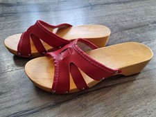 Red leather clogs for sale  PETERBOROUGH