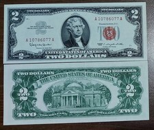 1 peça 1963 nota de dois dólares selo vermelho UC $2 nota 1963 UNC-AUNC comprar usado  Enviando para Brazil