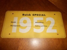 1952 BUICK PLACA DE LICENÇA DE CARRO SHOWROOM ORIGINAL / FOLHETO '52 / ITEM RARO DO REVENDEDOR comprar usado  Enviando para Brazil