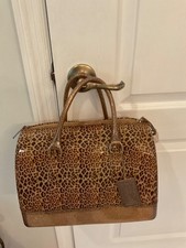 Raro! Deslumbrante bolsa satchel FURLA leopardo glam ouro glitter doces com trava e alça comprar usado  Enviando para Brazil