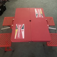 Budweiser Vintage VERMELHO PORTÁTIL DOBRÁVEL MESA DE PIQUENIQUE ACAMPAMENTO MALA MESA E MAR comprar usado  Enviando para Brazil