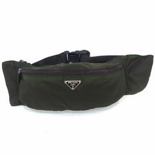 Autêntica bolsa de cintura de náilon verde PRADA com logotipo triangular bolsos com zíper comprar usado  Enviando para Brazil