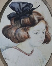 Usado, EC. Quadro oval francês 1917 retrato de menina assinatura maternidade infantil comprar usado  Enviando para Brazil