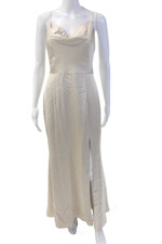 Vestido Amsale feminino texturizado alça espaguete gola redonda fenda elegante nude tamanho 6 comprar usado  Enviando para Brazil