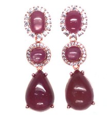 Aquecido 10 X 15 mm. Brincos de prata esterlina 925 rubi cúbico-zircônia vermelho e rosa comprar usado  Enviando para Brazil