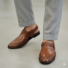 Sandálias de couro genuínas feitas à mão masculinas de luxo pele - 100% marrom mexicano comprar usado Sandálias de couro genuínas feitas à mão masculinas de luxo pele - 100% marrom mexicano comprar usado  Enviando para Brazil