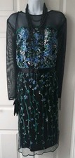 Black embroidered dress for sale  WILLENHALL