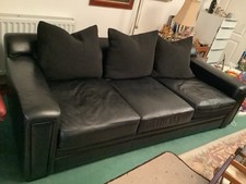 Black leather sofa for sale  CARDIFF