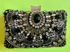 GLAMOUR BOLSA TIRACOLO FEMININA PRETA MÃO BOLSA CLUTCH para FESTA EXTRAVAGANTE DE CASAMENTO comprar usado  Enviando para Brazil