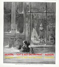 Estampa antiga de Natal menina sem-teto esperando Papai Noel na loja de brinquedos da década de 1870, usado comprar usado  Enviando para Brazil