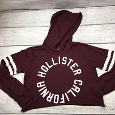 Blusa California Hollister com capuz manga longa top cropped cereja escura média comprar usado  Enviando para Brazil