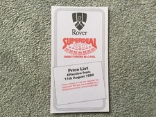 Rover price list for sale  WEYMOUTH