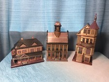 3 miniaturas vintage de madeira balsa caixa de joias de palha casas mansão miado comprar usado  Enviando para Brazil