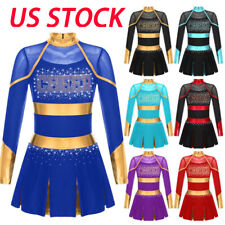 Vestidos infantis meninas manga comprida uniforme patchwork vestido performance roupa de dança, usado comprar usado  Enviando para Brazil