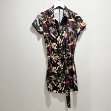 Vestido feminino PIT BULL JEANS BRASIL preto floral estampa gráfica com cinto tamanho pequeno comprar usado  Enviando para Brazil