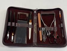 Usado, Conjunto de manicure vintage couro marrom com zíper estojo de viagem Coreia comprar usado  Enviando para Brazil