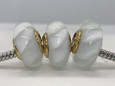 Autêntico Pandora 3 peças Pandora prata 925 Ale brilho ouro 18K prata ondas brancas comprar usado  Enviando para Brazil