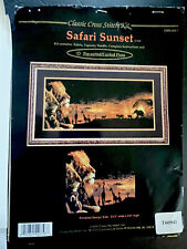 Kit de ponto cruz vintage Sunset Safari leão girafas elefantes preto Aida 23,2 x 9,9 comprar usado  Enviando para Brazil