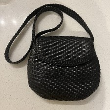 bolsa de ombro vintage DE VECCHI Hamilton Hodge couro preto tecido bolsa de mão comprar usado  Enviando para Brazil