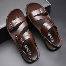 Sandalias Para Hombre Cuero PU Verano Informales Cómodas Planas Playa Calzado Zapatos segunda mano  Embacar hacia Mexico