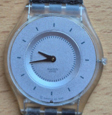 Zegarek VINTAGE ultra THIN Skin Desert SWATCH AG 1999, brązowy pasek, przezroczysta ramka na sprzedaż  PL