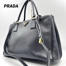 PRADA Galleria 2WAY Bolsa de Mão de Couro Preta Bolsa de Ombro Logotipo Japão F/S USADA comprar usado PRADA Galleria 2WAY Bolsa de Mão de Couro Preta Bolsa de Ombro Logotipo Japão F/S USADA comprar usado  Enviando para Brazil