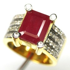 Usado, Prata esterlina 925 9 x 11 mm. Anel de joias de rubi vermelho e zircão tamanho 7 comprar usado  Enviando para Brazil