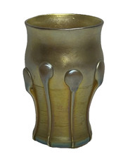 Antigo LCT Tiffany "Almofadas de Lírio" Vaso de Vidro Dourado Favrile Suporte de Palito de Dente #1 comprar usado  Enviando para Brazil