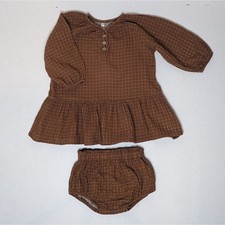 Usado, Vestido e calcinha Quincy Mae Lany tamanho 18/24 m grade de canela algodão orgânico comprar usado  Enviando para Brazil
