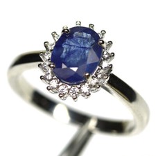 Anel de prata esterlina 925 azul safira e zircão tamanho 6 minimolista comprar usado  Enviando para Brazil