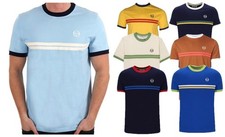 Usado, Camiseta masculina retrô anos 80 Sergio Tacchini listra de algodão campainha nova XS-4XL comprar usado  Enviando para Brazil