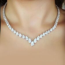 Lindo colar de tênis de diamante branco 50 quilates criado em laboratório em forma de pera AAA VVS1, usado comprar usado  Enviando para Brazil