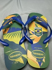 Chinelo Havaianas Seleção Olímpica Brasil Floral Azul Verde Tamanho EUA 13 comprar usado  Enviando para Brazil