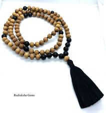 SANDÁLIA MALA TURMALINA PRETA MADEIRA CURA CRISTAL OM YOGA CONTAS JAPA ROSÁRIO RARA comprar usado  Enviando para Brazil