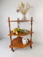 Rolling 3 Camadas Buffet Sobremesa Servidor Vintage Conjunto de Bandeja Retrô Anos 70 Carrinho Madeira, usado comprar usado  Enviando para Brazil