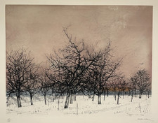 Verger neige gravure d'occasion Verger neige gravure d'occasion  Pluvigner